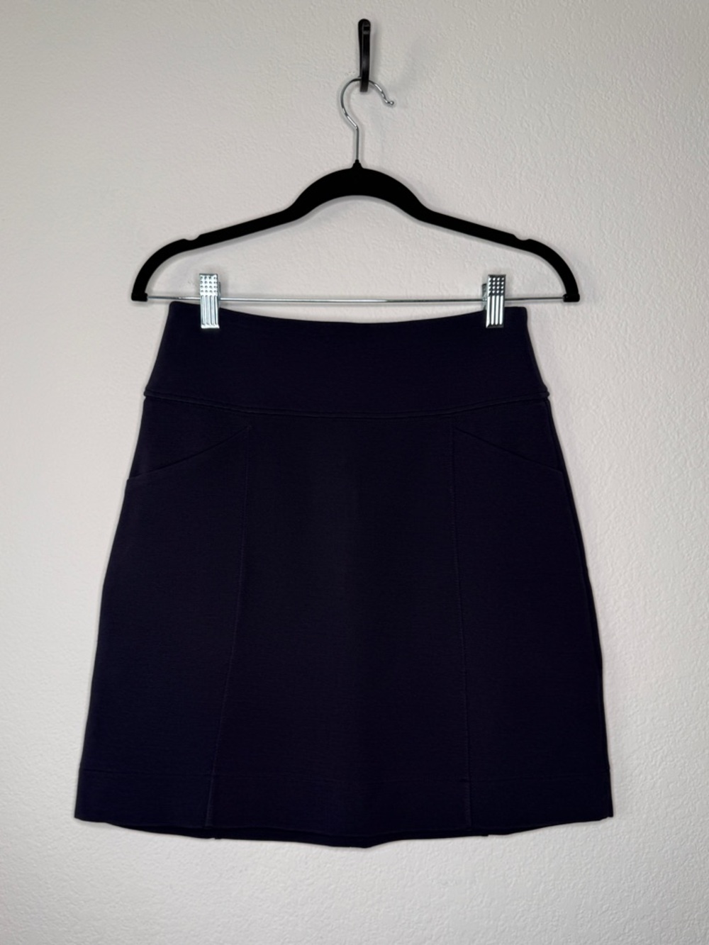Maeve Anthropologie Navy Stretch Skirt High Waist Pockets Structured XS